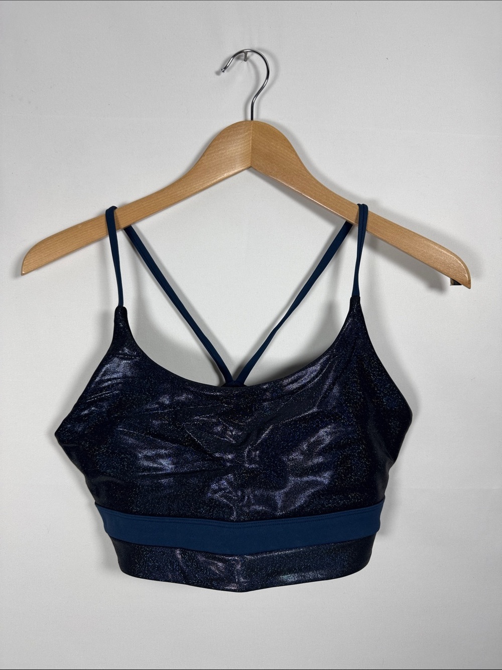 WAT46 {ZYIA} "Twilight Luxe" Navy Blue Spaghetti Strap Scoopneck Sports Bra